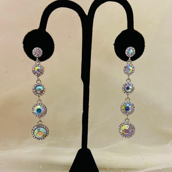 Karen Kettering Designs Jewelry - 💖 Round AB Crystal Dangle Earrings /E62